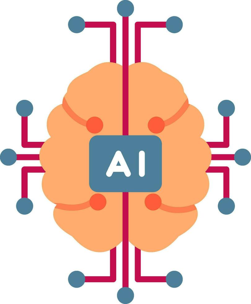 artificiell intelligens platt ikon vektor