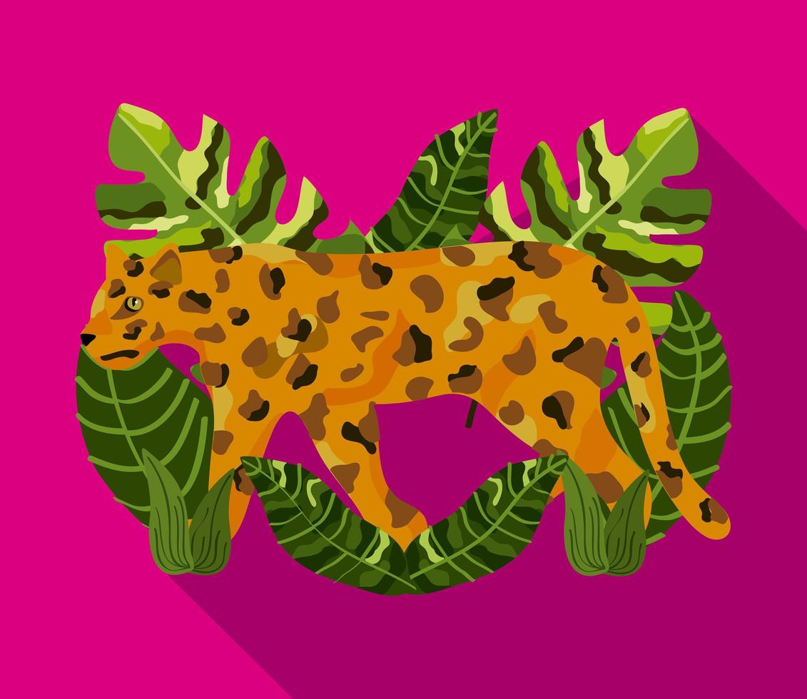 Leopard und Blätter vektor