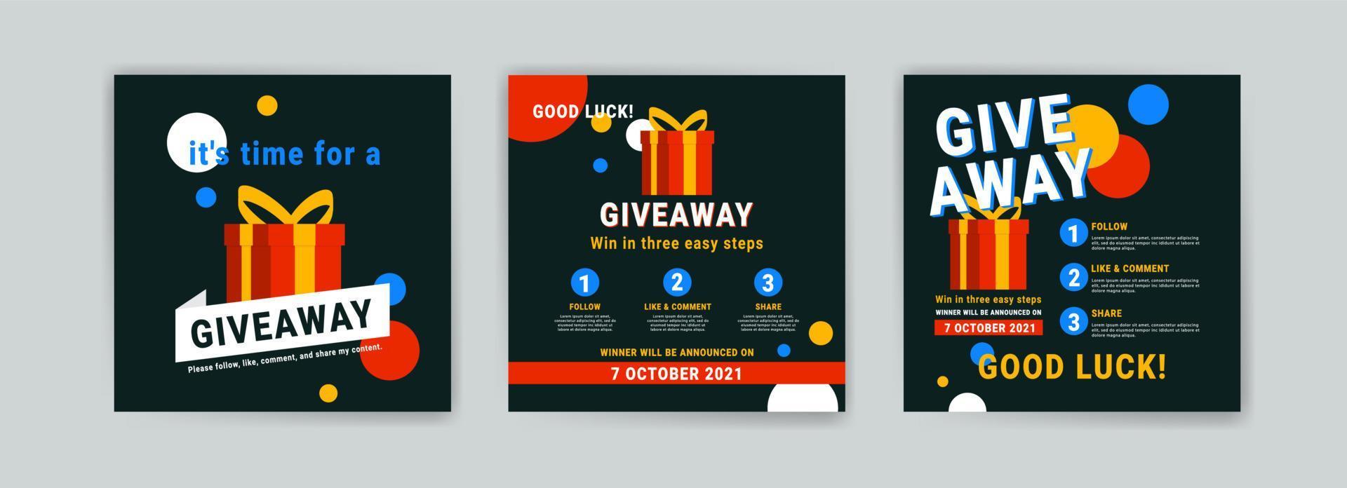 giveaway affisch mall design för sociala medier inlägg eller webbplats banner. vektor