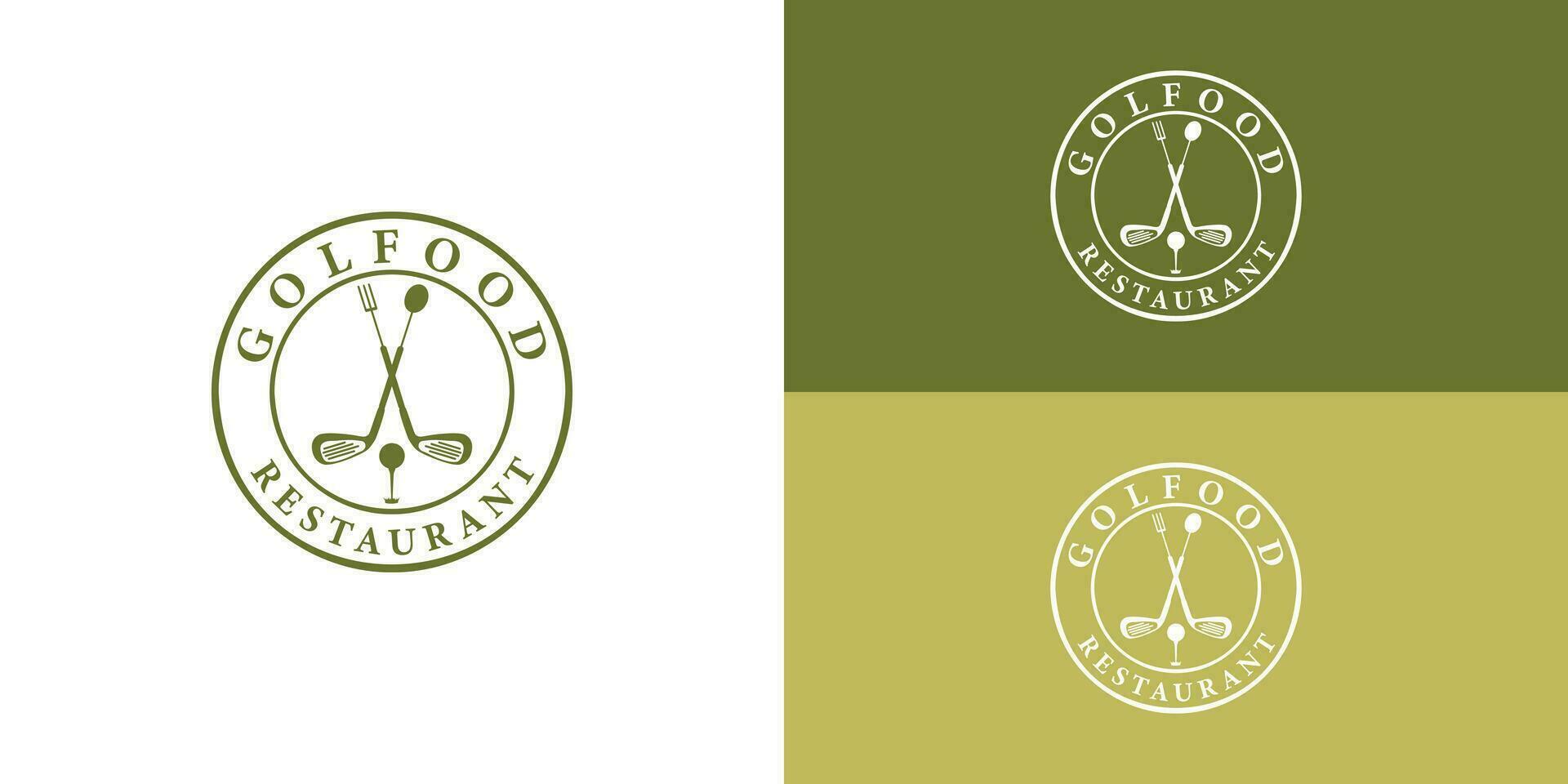 Restaurant Golf Bar Jahrgang mit Ball und Gabel Logo Design vorgestellt mit mehrere Hintergrund Farben. das Logo ist ebenfalls geeignet zum ein Golf Restaurant Logo Design Inspiration Vorlage vektor