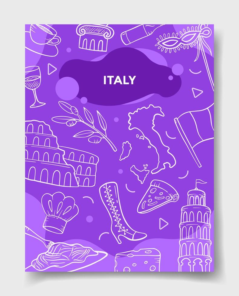 Italien country nation med doodle stil vektor