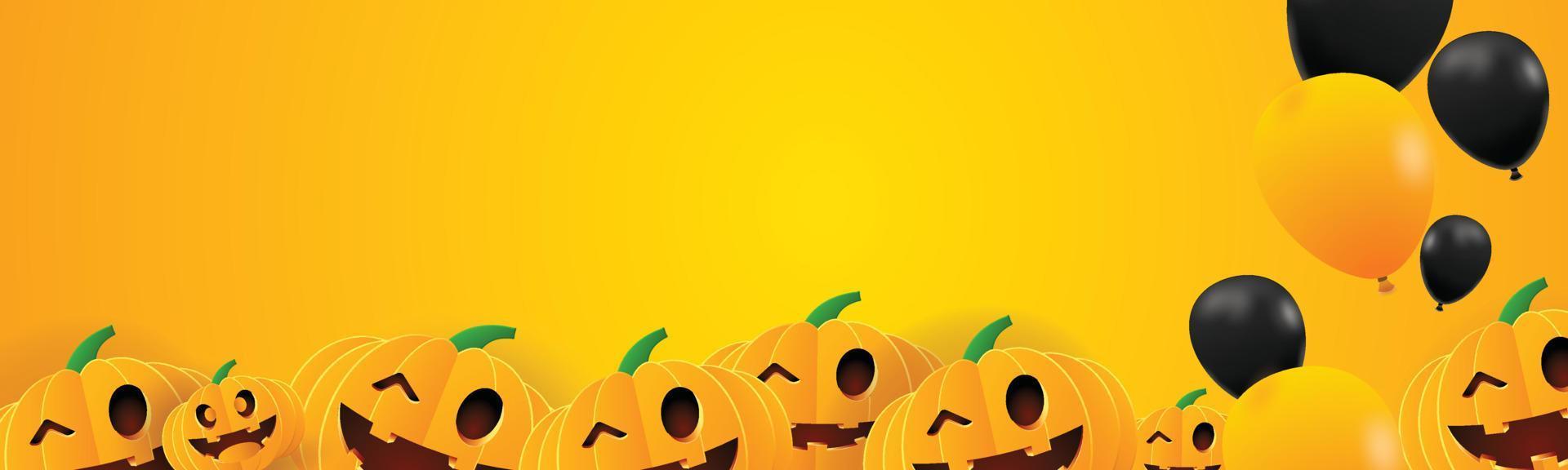 hallo halloween hintergrund orange gelbe seite benner space Kürbisse im oktober herbstsaison posterkarte vektor