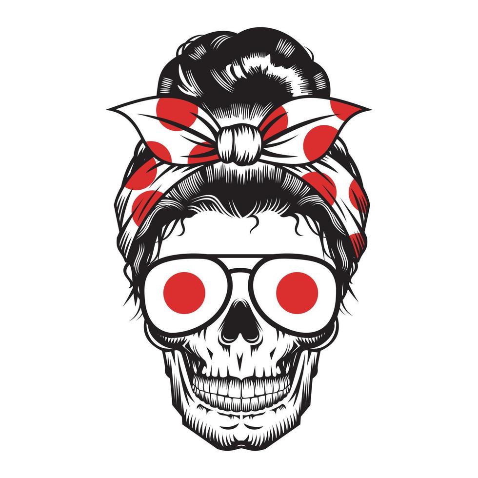 Schädel-Mutter-Japan-Stirnband-Design auf weißem Hintergrund. Halloween. Schädelkopflogos oder -symbole. Vektor-Illustration. vektor