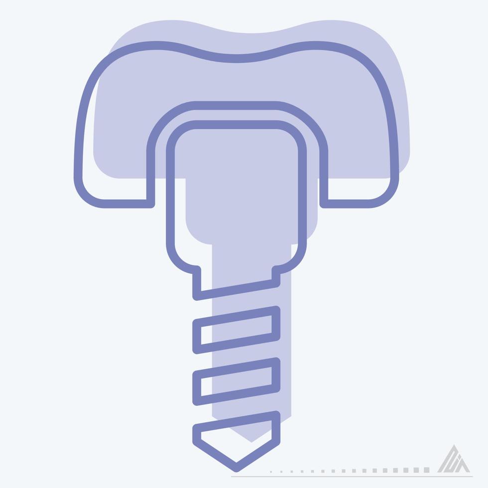 Symbolvektor von Zahnimplantaten - zweifarbiger Stil vektor
