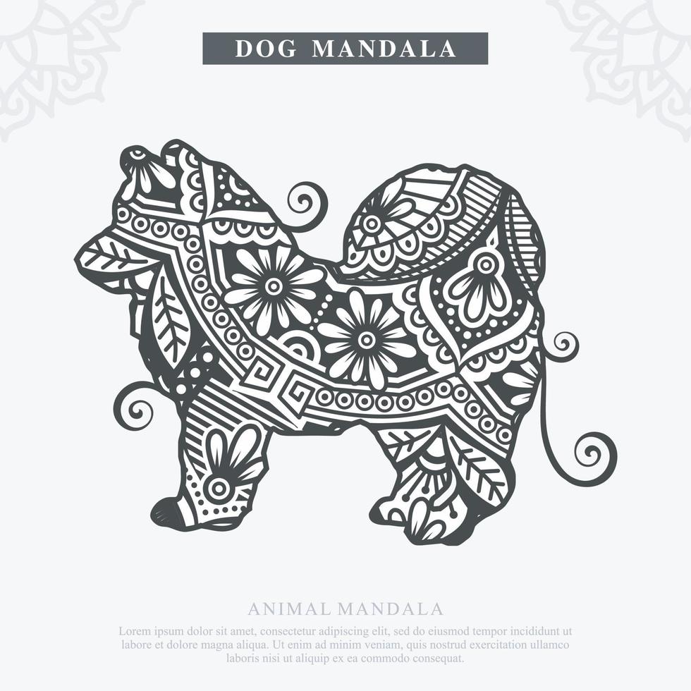 Hund Mandala-Vektor. Vintage dekorative Elemente. orientalisches Muster, Vektorillustration. vektor