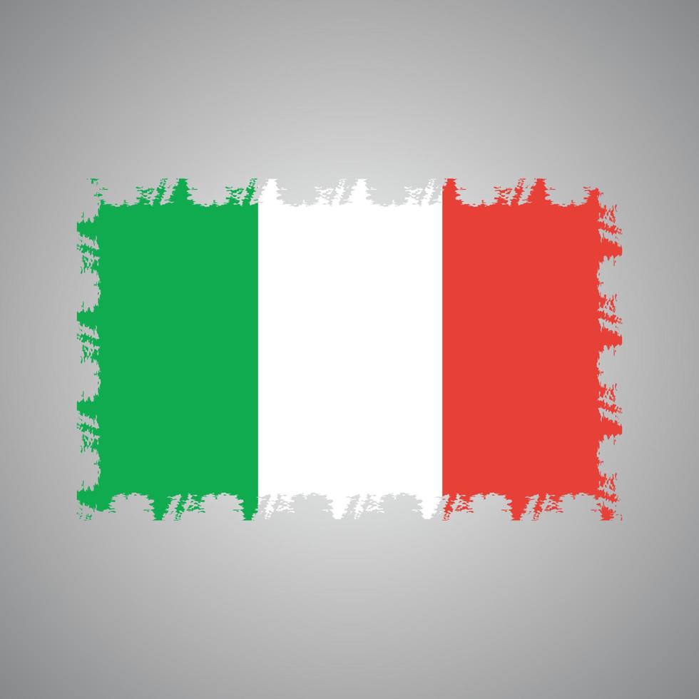 Italien flagga vektor med akvarell pensel stil