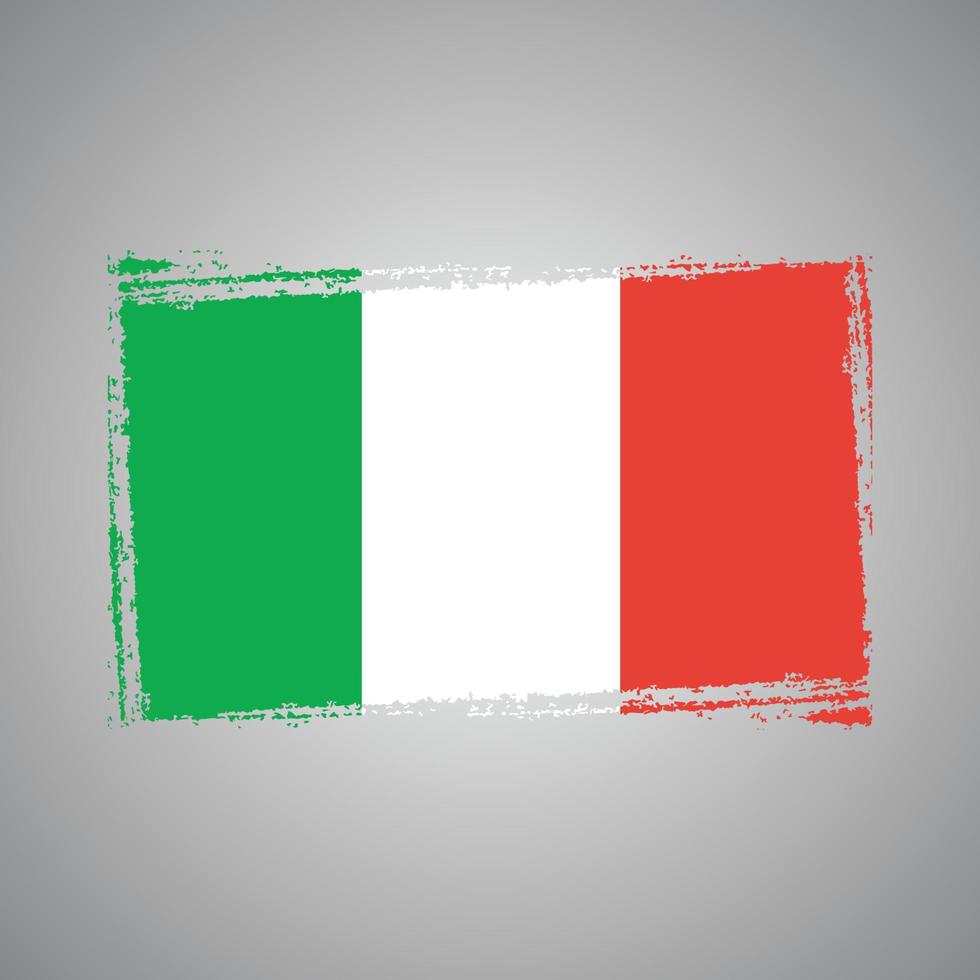 Italien-Flaggenvektor mit Aquarellpinselart vektor