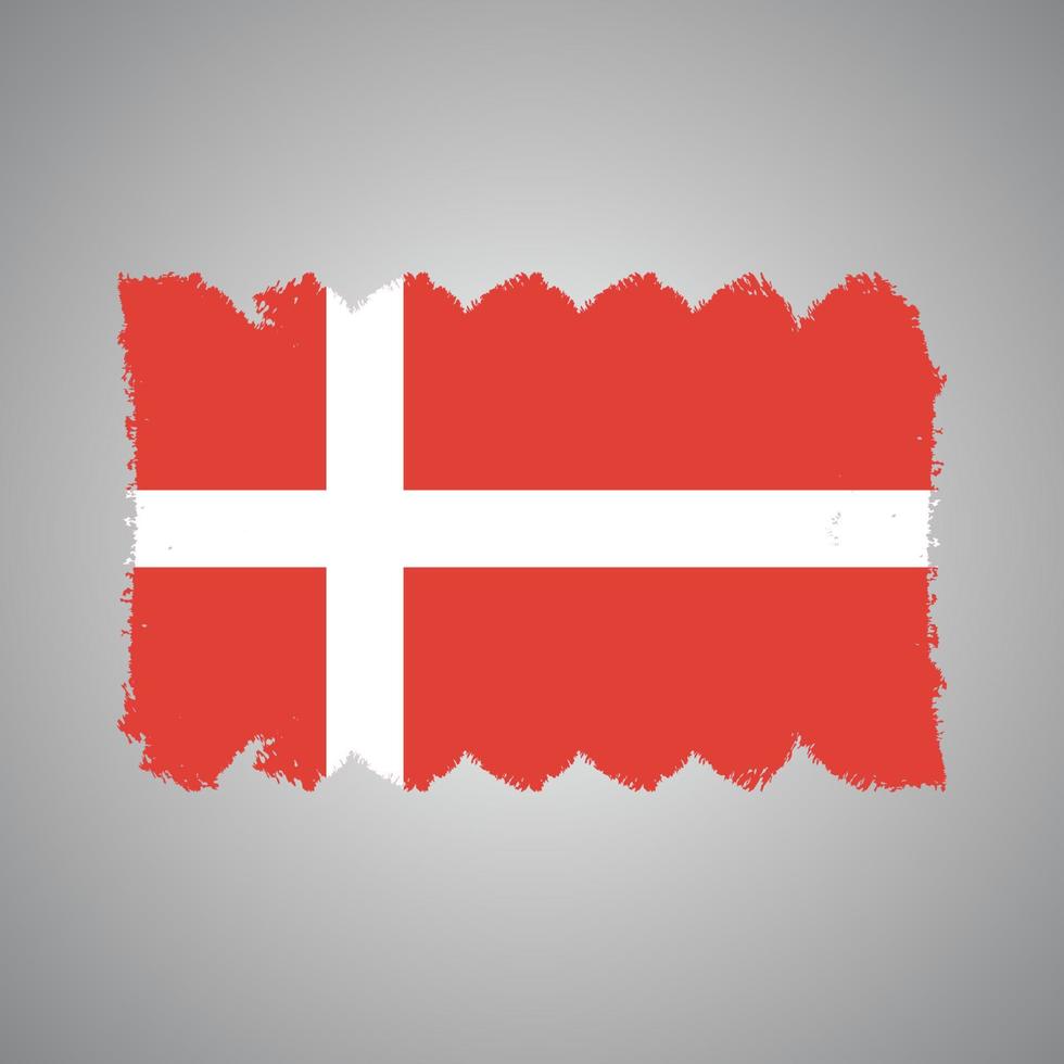 danska flaggan vektor med akvarell pensel stil