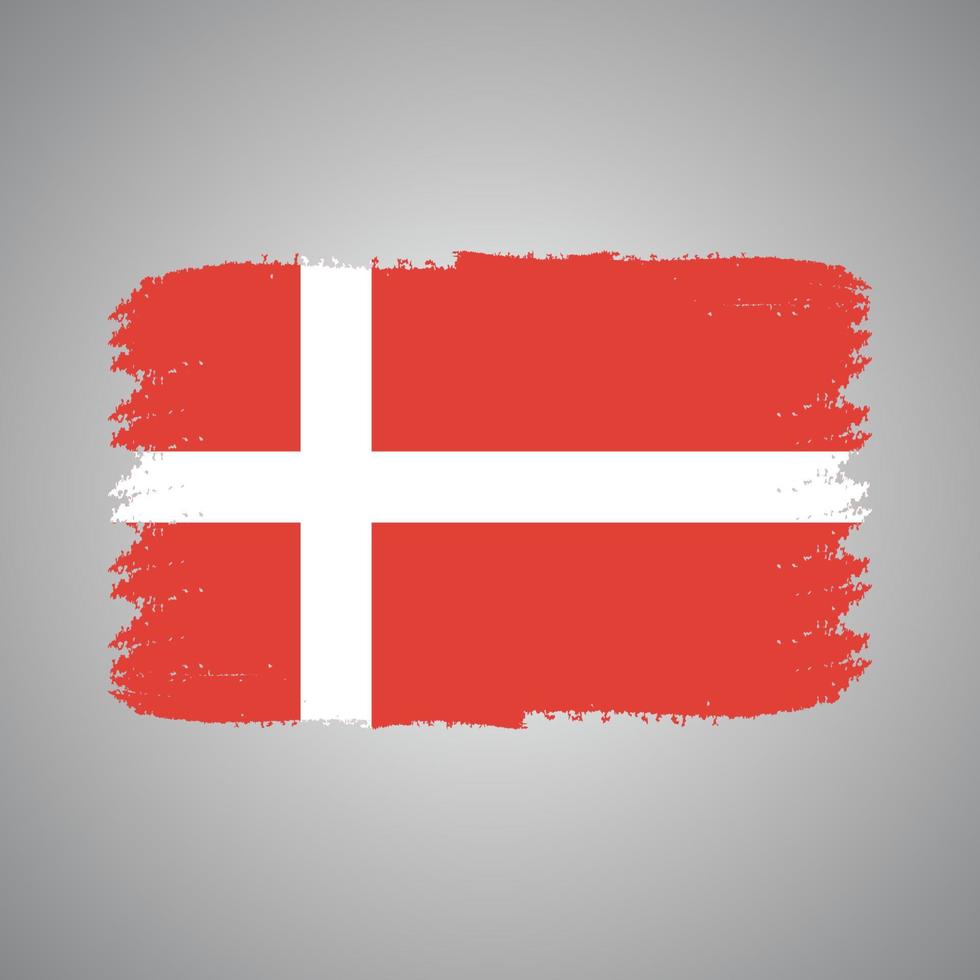 Dänemark-Flaggenvektor mit Aquarellpinselart vektor