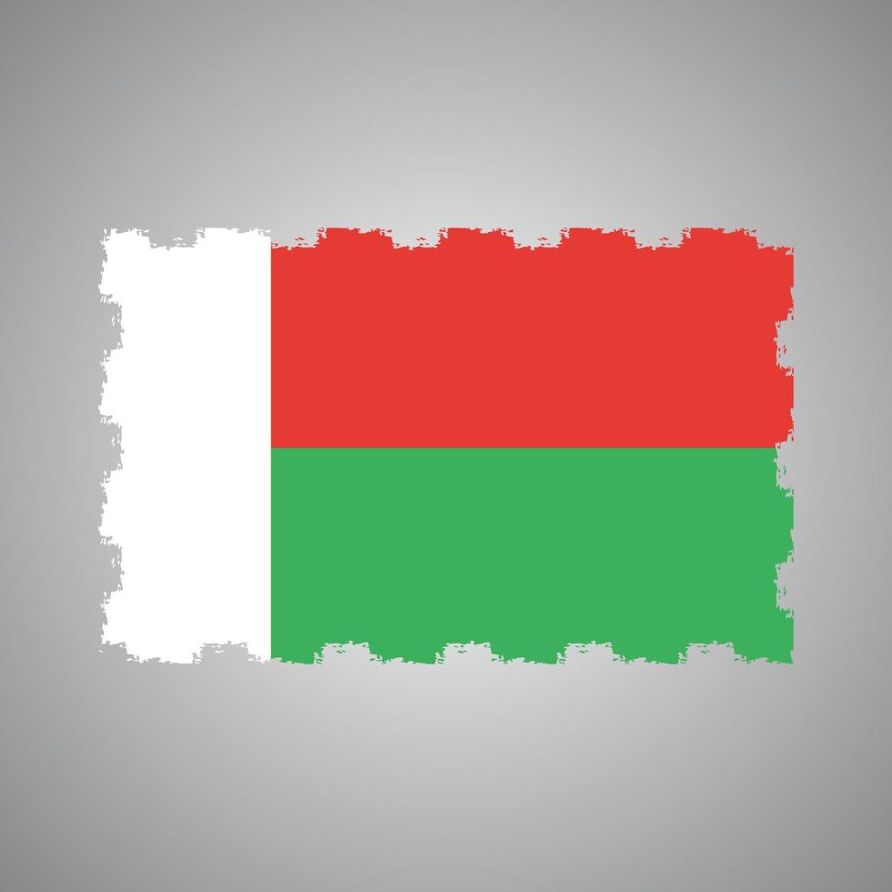 Madagaskar-Flaggenvektor mit Aquarellpinselart vektor