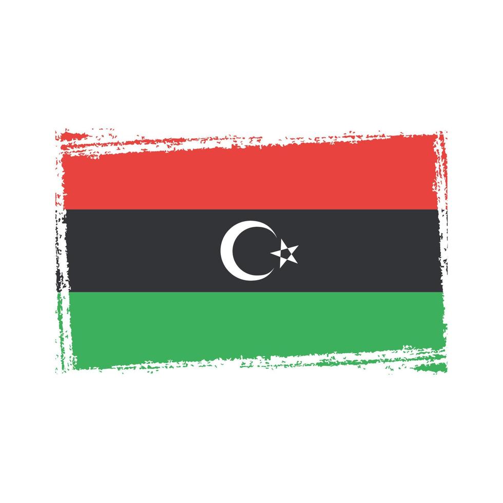 Libyen-Flaggenvektor mit Aquarellpinselart vektor