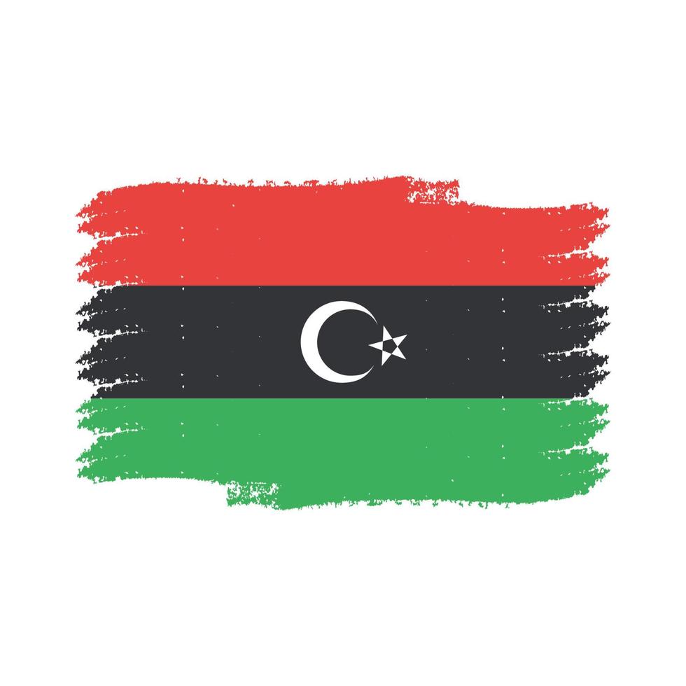 Libyen-Flaggenvektor mit Aquarellpinselart vektor