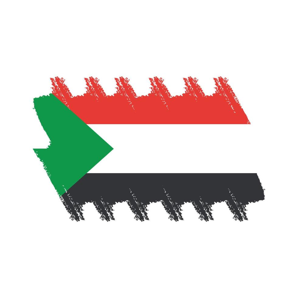 Sudan flagga vektor med akvarell pensel stil