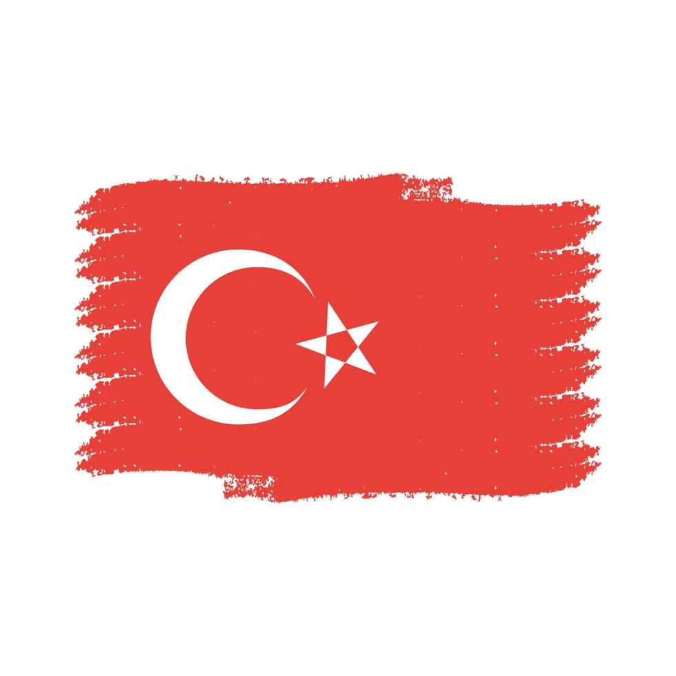 Turkiet flagga vektor med akvarell pensel stil