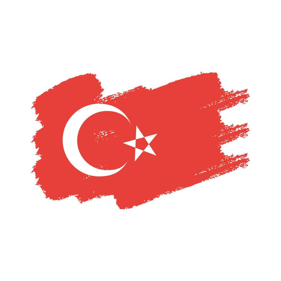 Turkiet flagga vektor med akvarell pensel stil