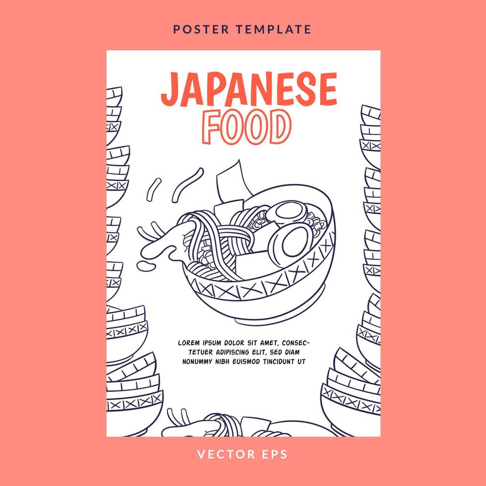 affisch av japansk matrestaurang vektor