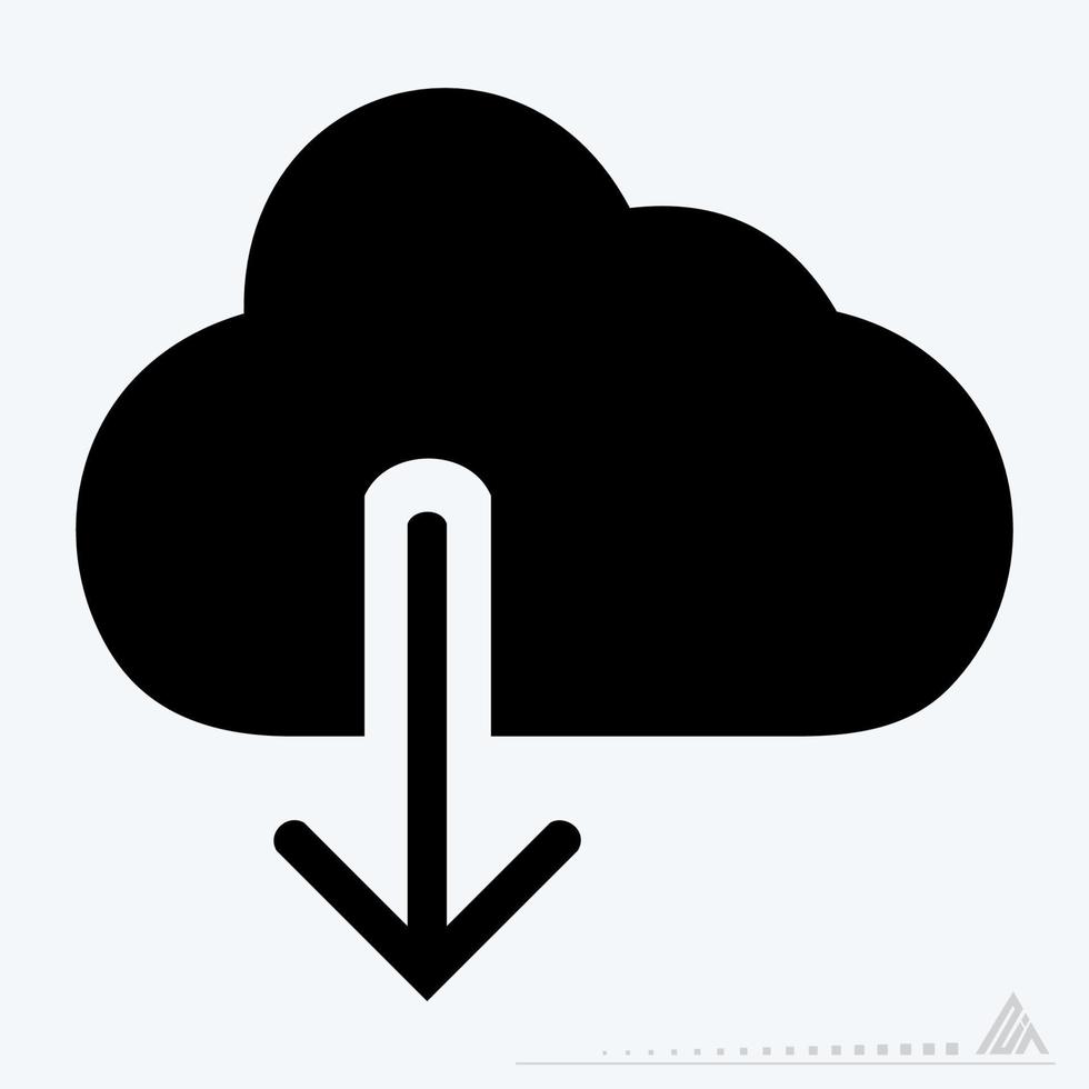 ikon vektor av moln med nedåtpilen - teckensnitt