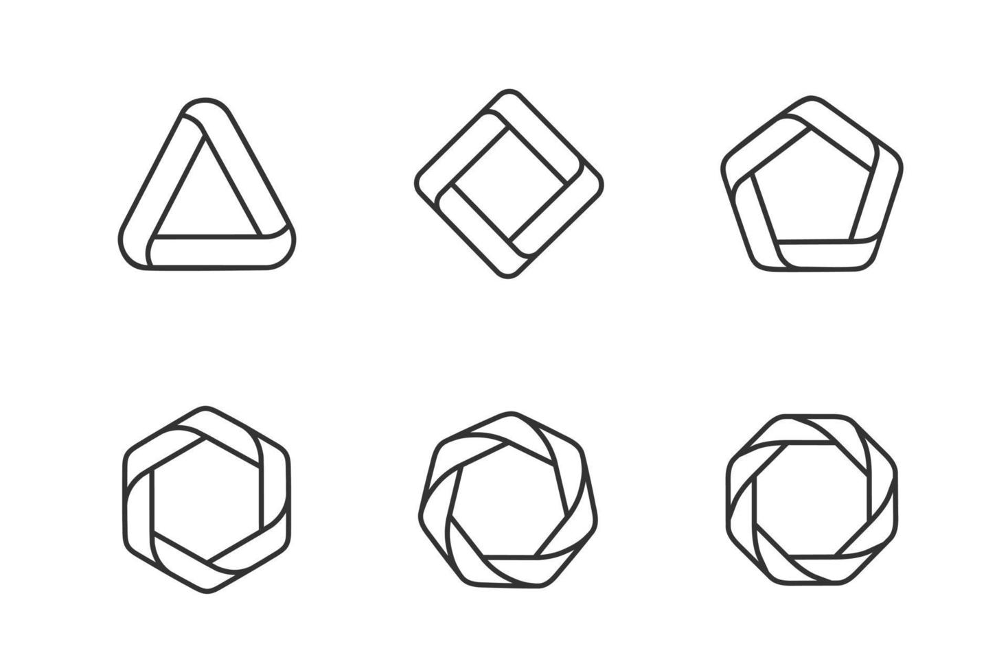 Sammlung von Liniensilhouettendesigns mit Polygonformen, vektor