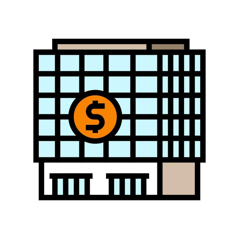 Zahlung Bank Gebäude Farbe Symbol Vektor Illustration