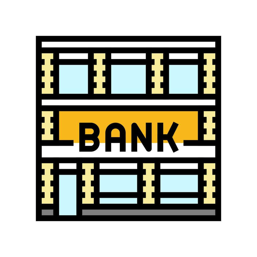 finanziell Bank Gebäude Farbe Symbol Vektor Illustration