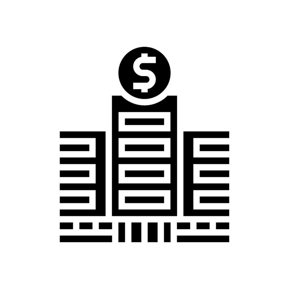 Wolkenkratzer Bank Gebäude Glyphe Symbol Vektor Illustration