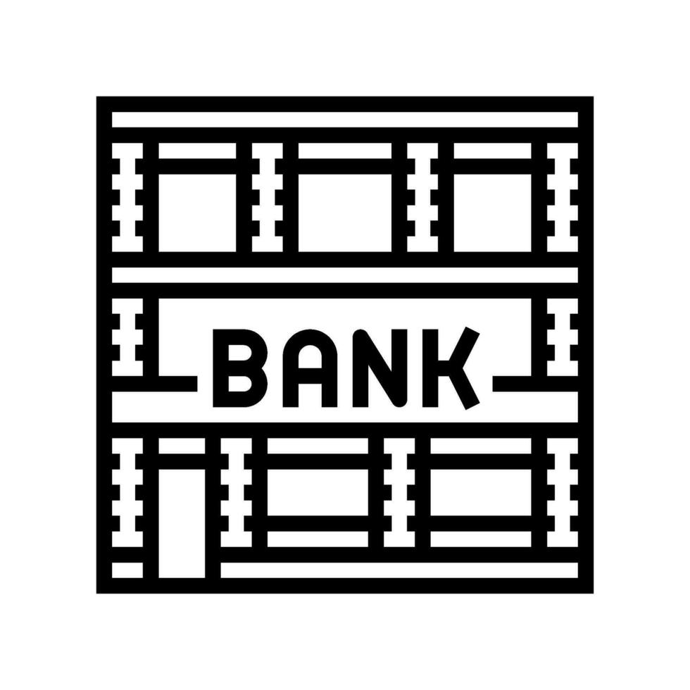 finanziell Bank Gebäude Linie Symbol Vektor Illustration