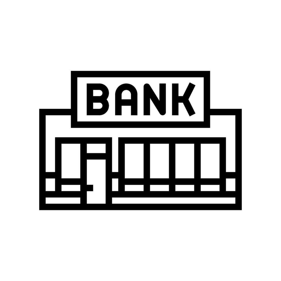 investering Bank byggnad linje ikon vektor illustration