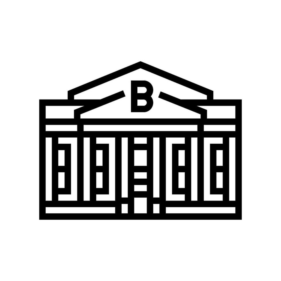 stad Bank byggnad linje ikon vektor illustration