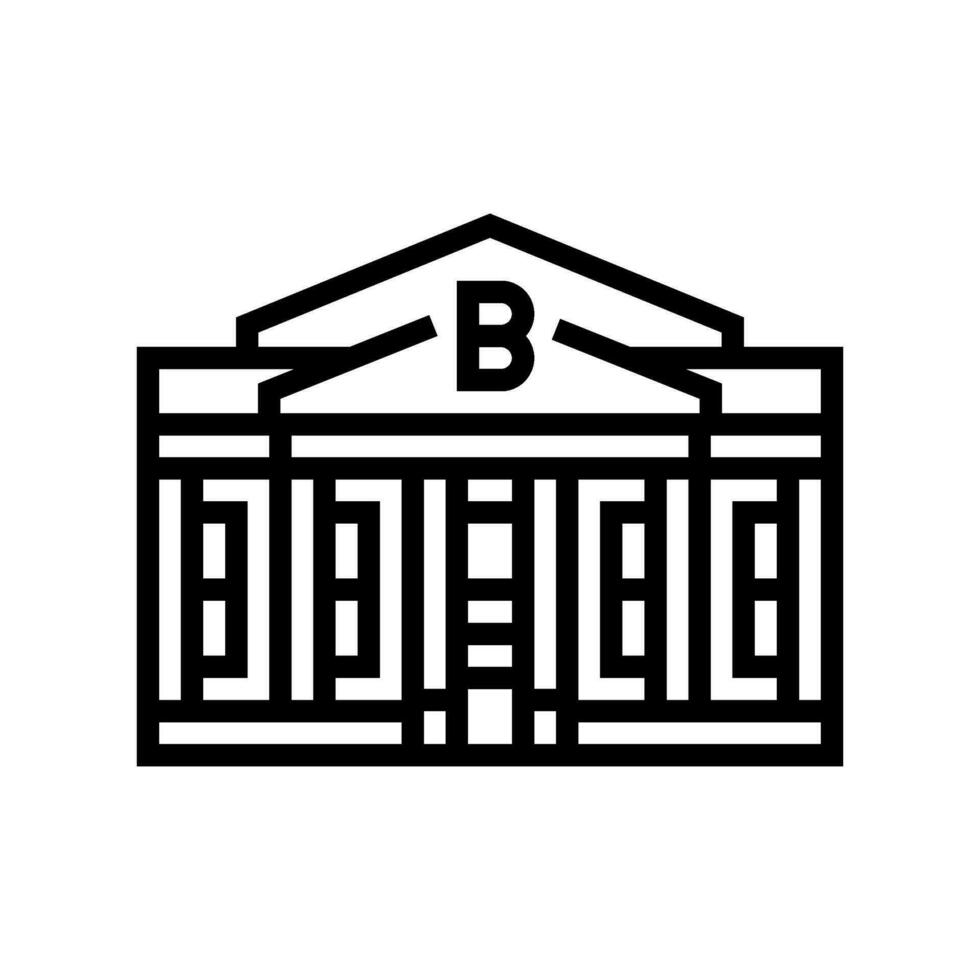 Stadt Bank Gebäude Linie Symbol Vektor Illustration