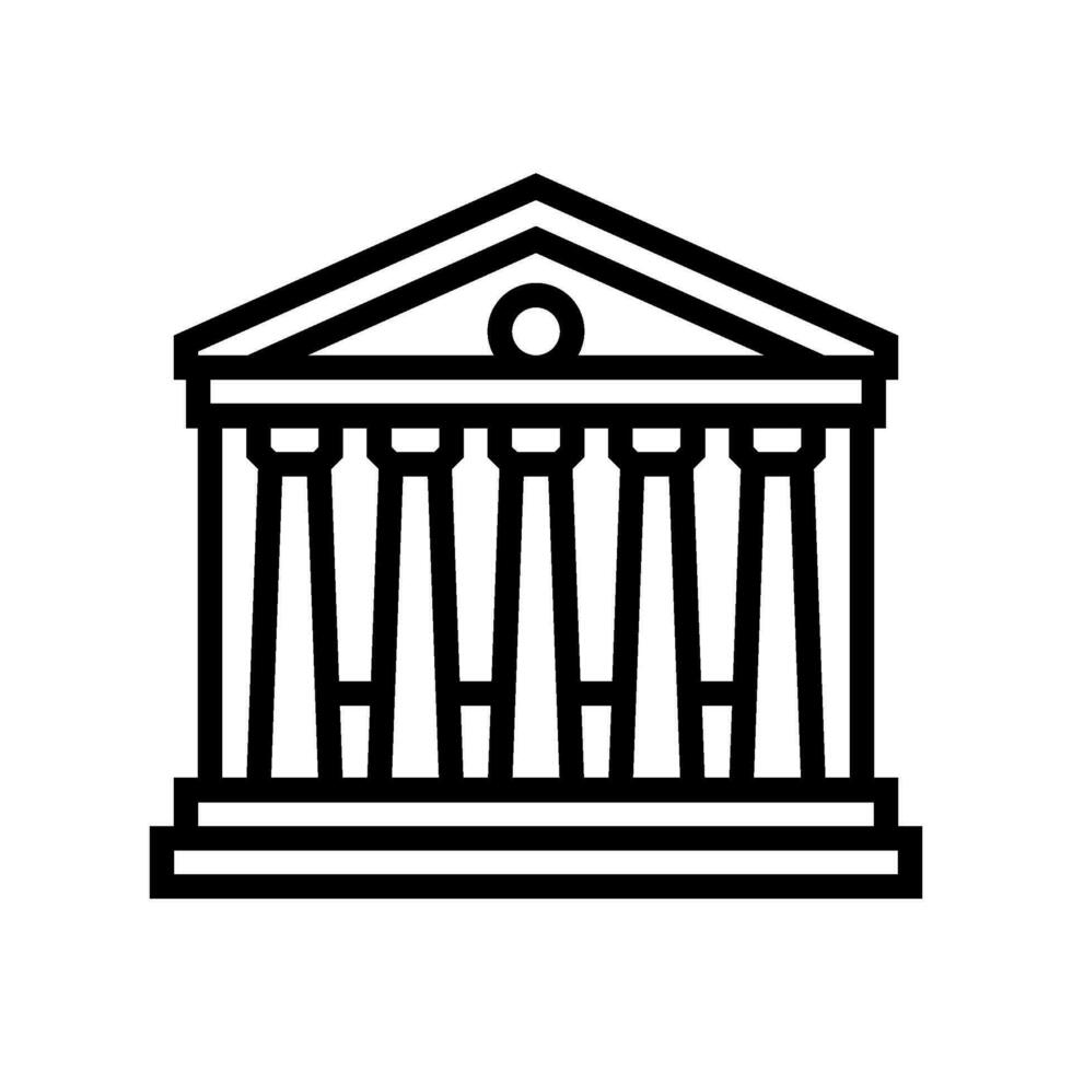 Geld Bank Gebäude Linie Symbol Vektor Illustration