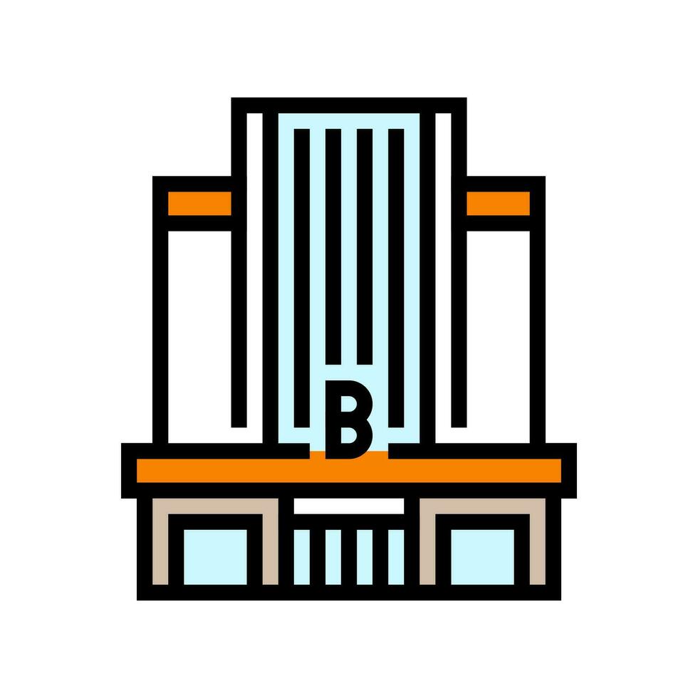 Anerkennung Bank Gebäude Farbe Symbol Vektor Illustration