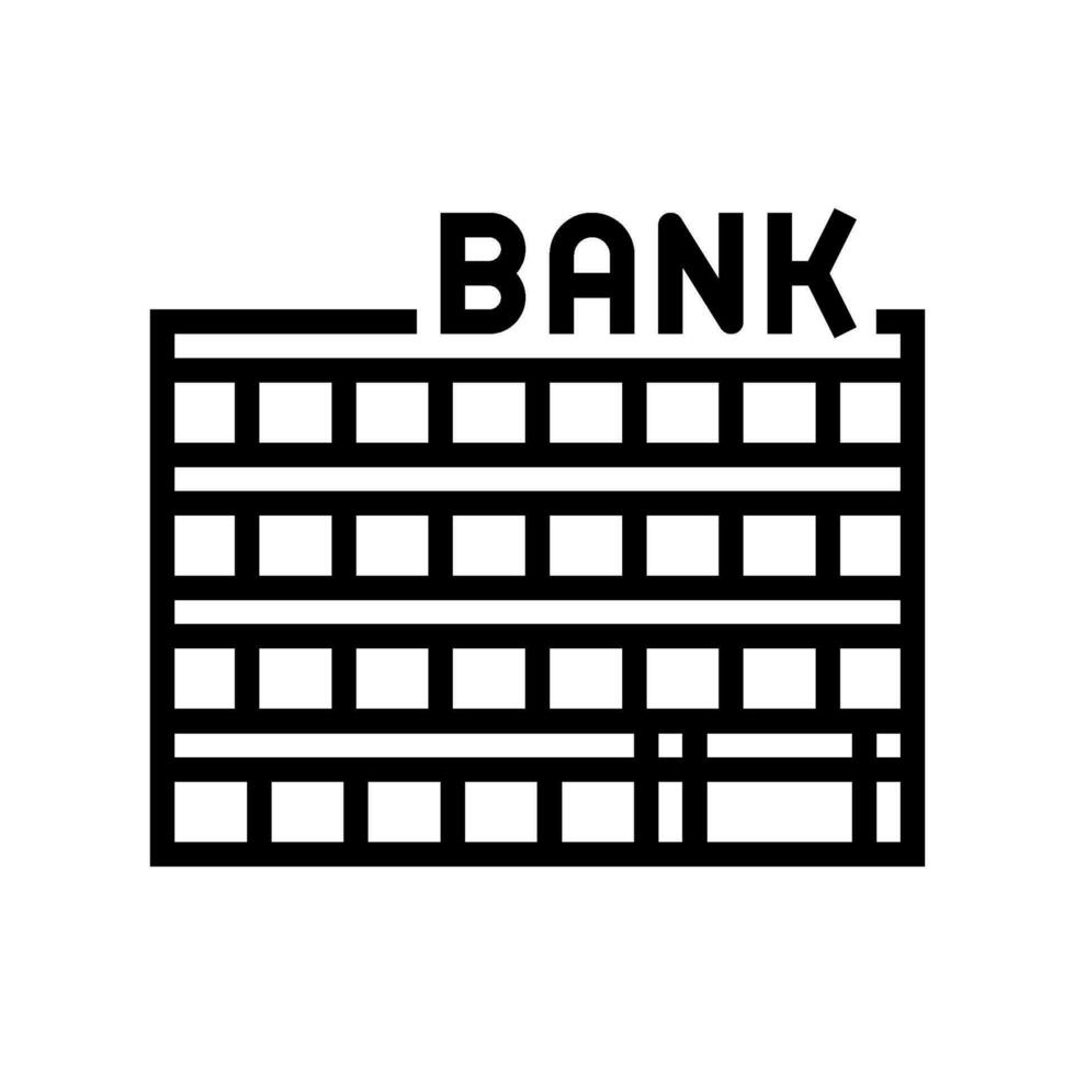 Transfer Bank Gebäude Linie Symbol Vektor Illustration