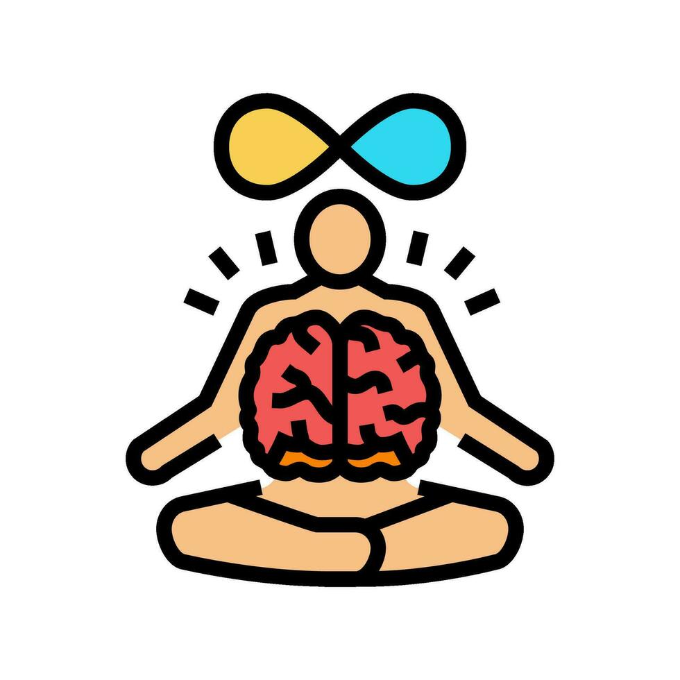 sinne kropp förbindelse neuroscience neurologi Färg ikon vektor illustration