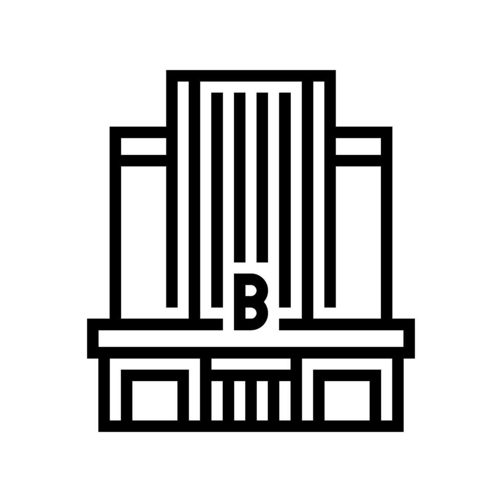 Anerkennung Bank Gebäude Linie Symbol Vektor Illustration