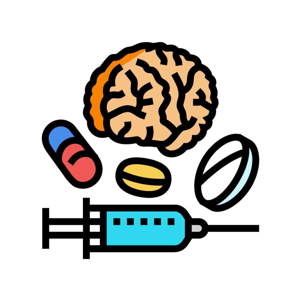 neurologisch Behandlung Neurowissenschaften Neurologie Farbe Symbol Vektor Illustration