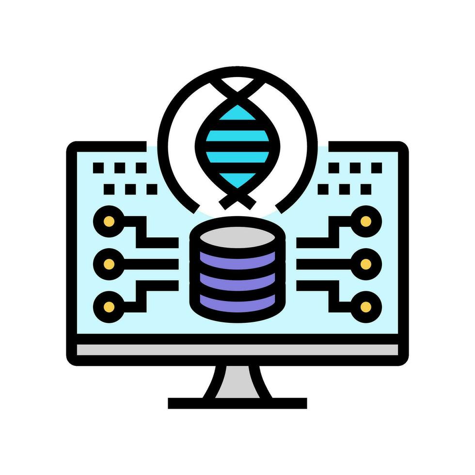 genomisk data analys kryptogenetik Färg ikon vektor illustration