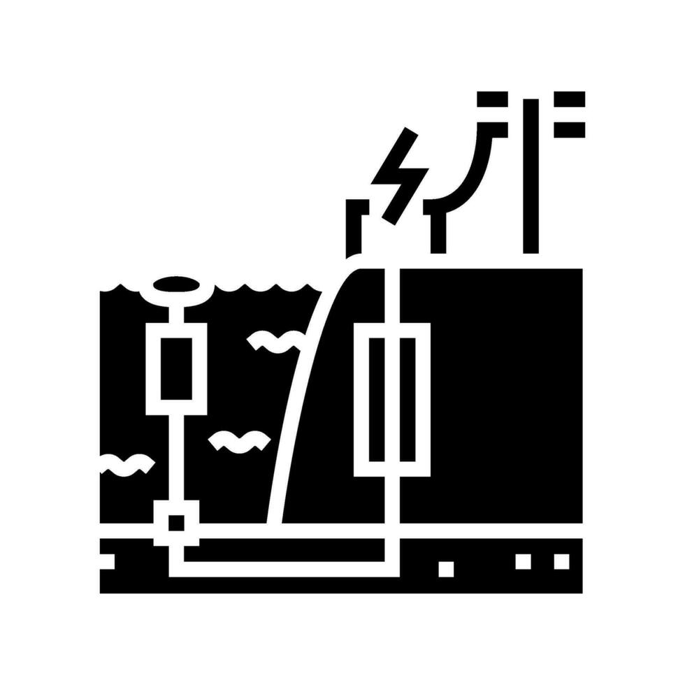 Vinka överföring tidvattens- kraft glyf ikon vektor illustration