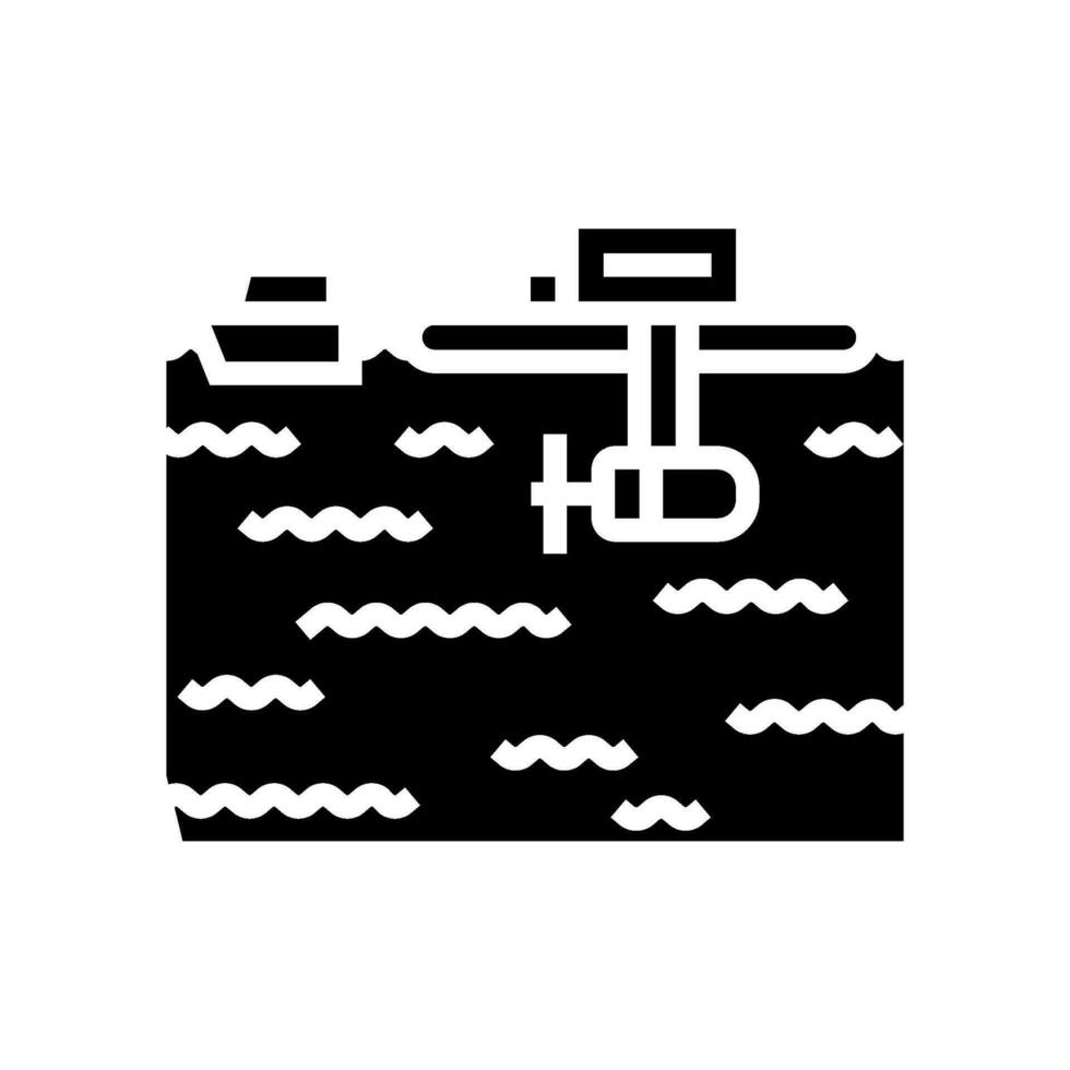 flytande plattform tidvattens- kraft glyf ikon vektor illustration