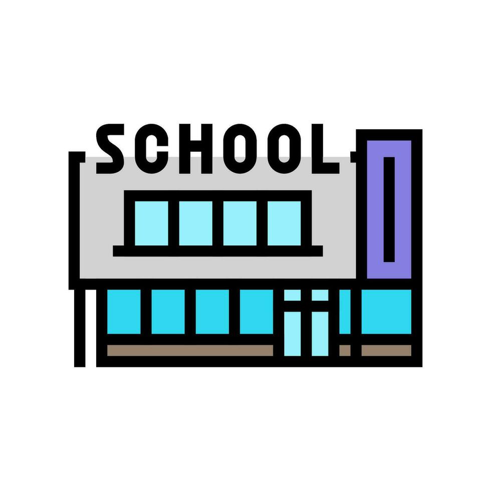 Haus Schule Gebäude Farbe Symbol Vektor Illustration