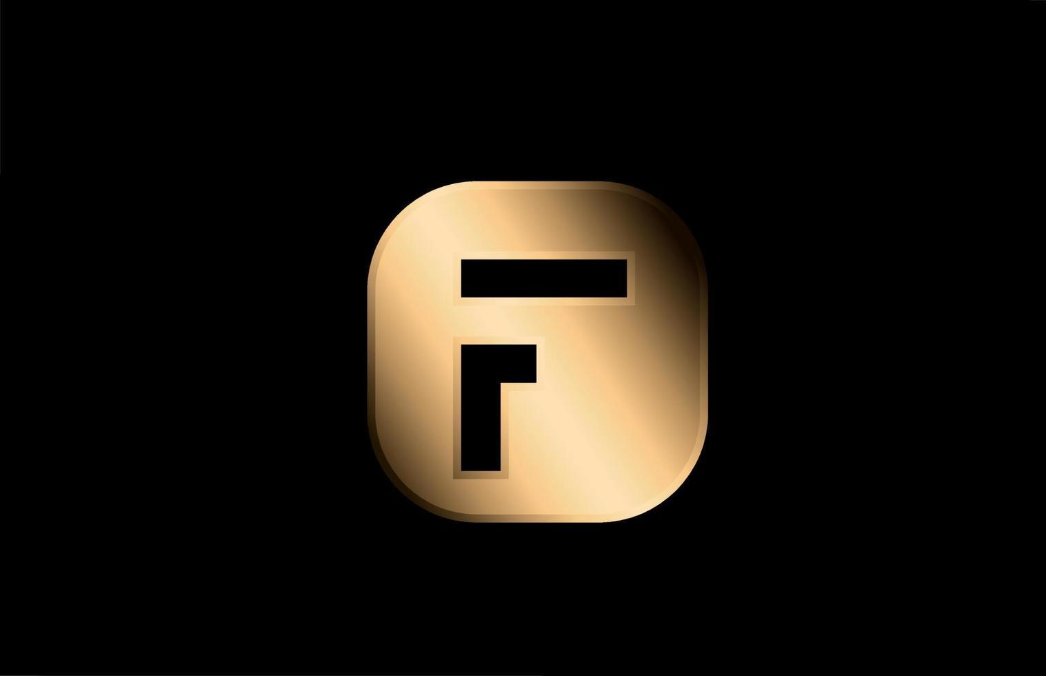 guld metall f alfabetet brev logotyp ikon design för företag och företag vektor