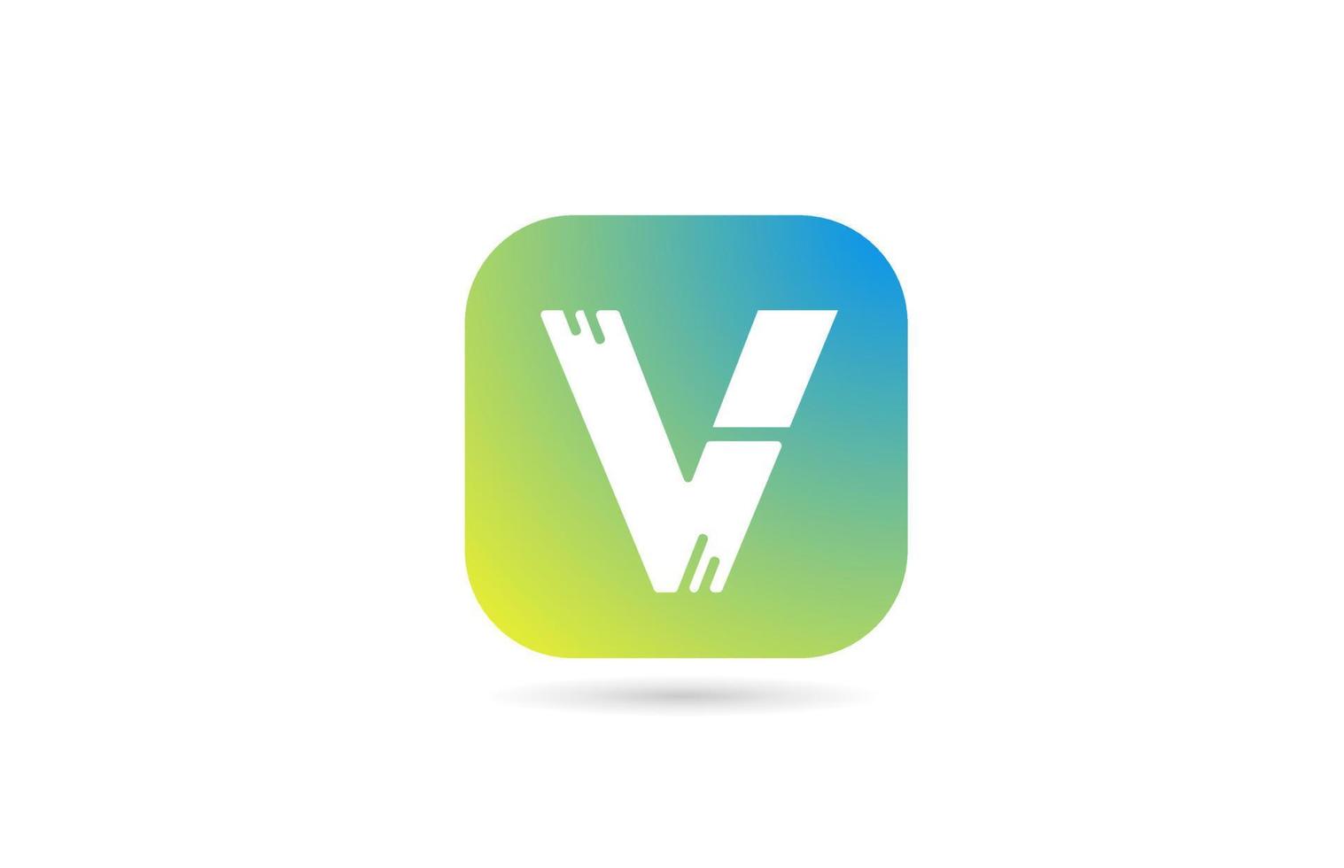 grön blå v alfabetet brev logotyp ikon design för företag och företag. pastellfärgsmall vektor
