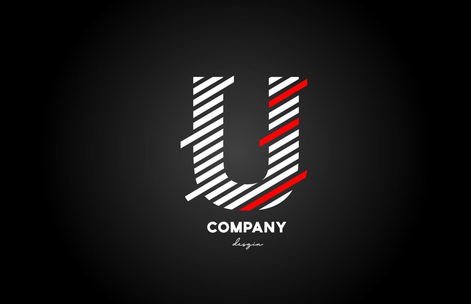 svart vit röd u alfabetet brev logotyp design ikon för företag och företag vektor