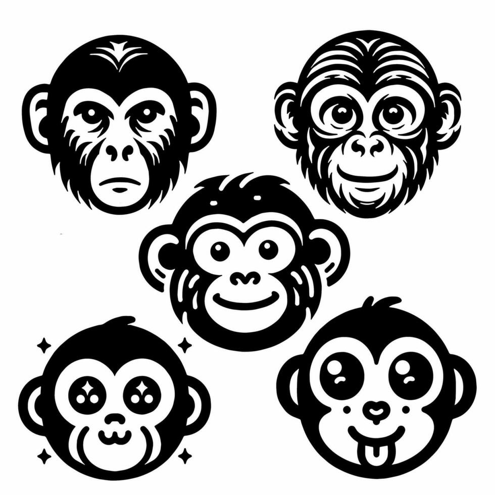 einstellen Symbol von süß Affe Gesicht vektor