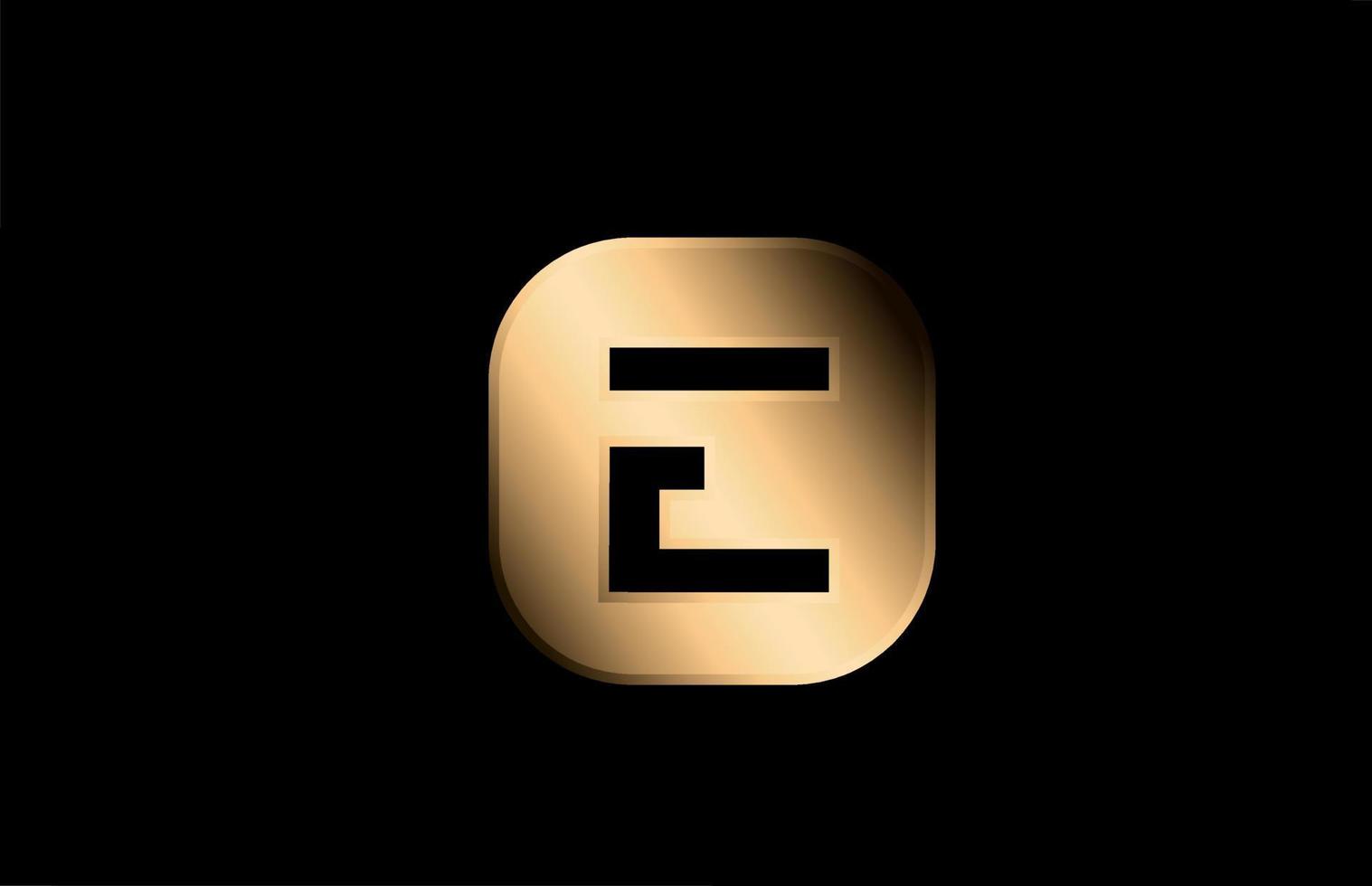 guld metall e alfabetet brev logotyp ikon design för företag och företag vektor