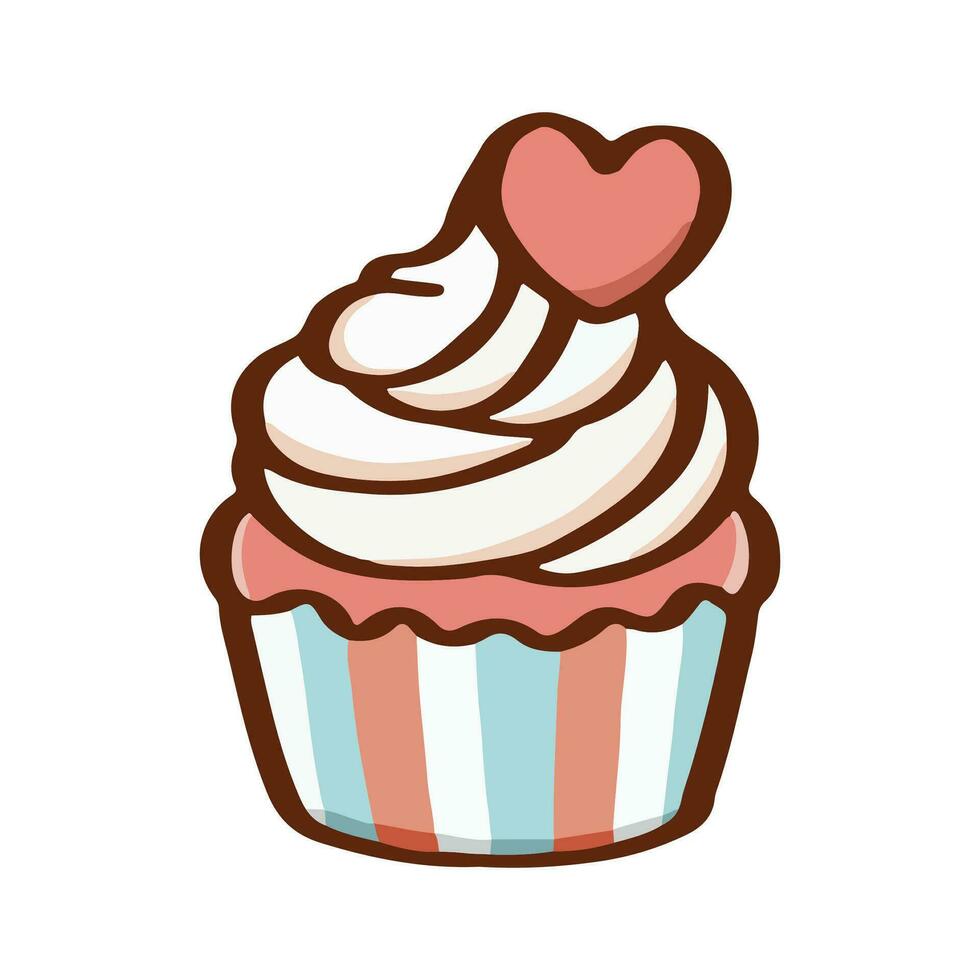 süß Cupcake Pastell- von Valentinstag Tag und Liebe Jubiläum. vektor