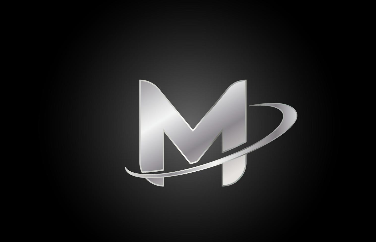 m metall alfabetet brev logotyp ikon för företag med swoosh design vektor