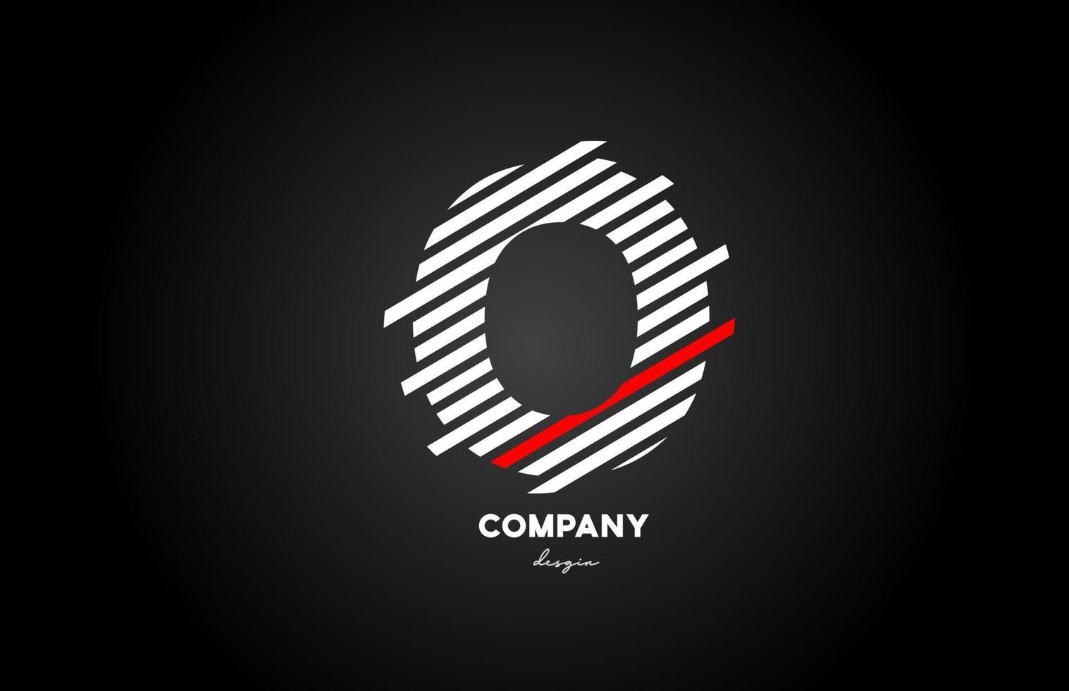 schwarz weiß rot o Alphabet Buchstaben Logo Design Icon für Unternehmen und Unternehmen vektor