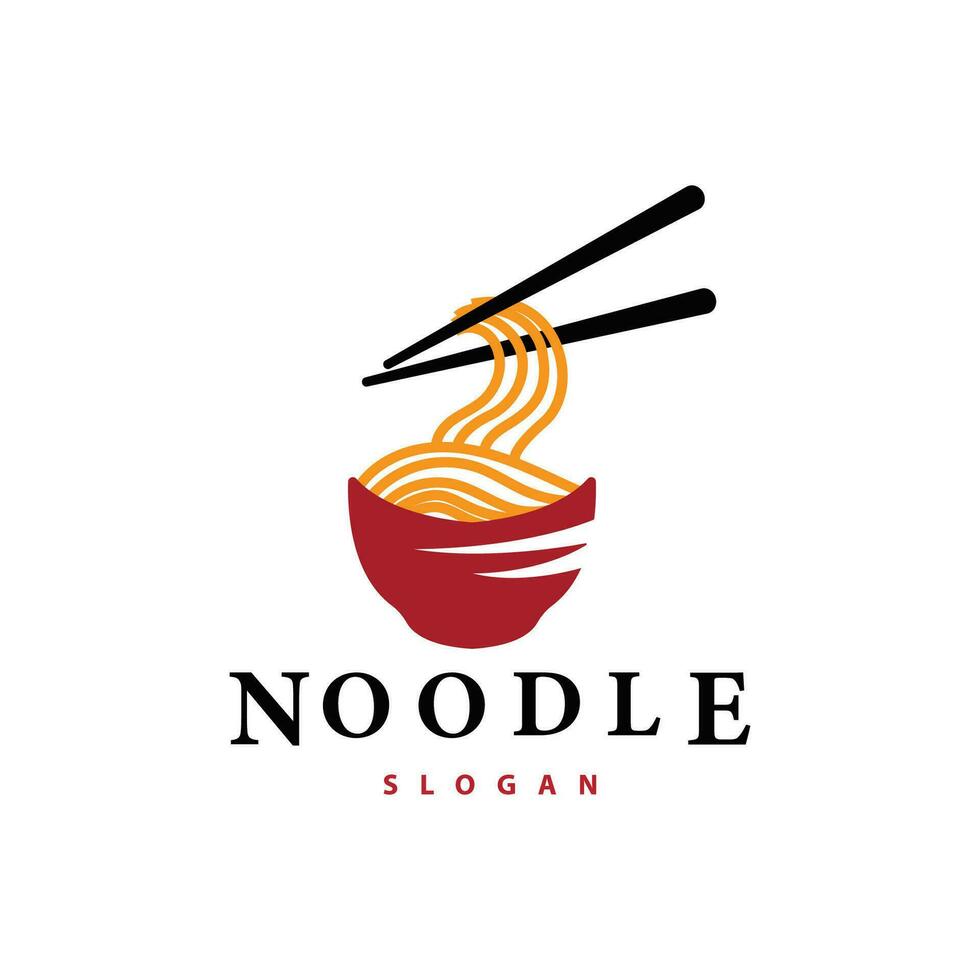 nudel logotyp vektor traditionell japansk mat Ramen spaghetti restaurang varumärke silhuett design mall