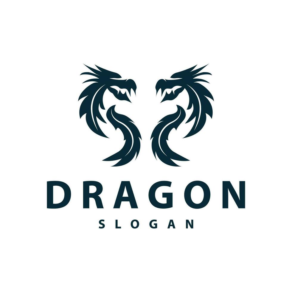 drake logotyp enkel design djur- legend drake silhuett illustration mall vektor