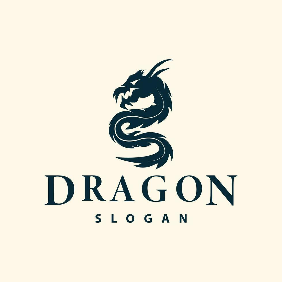 drake logotyp enkel design djur- legend drake silhuett illustration mall vektor